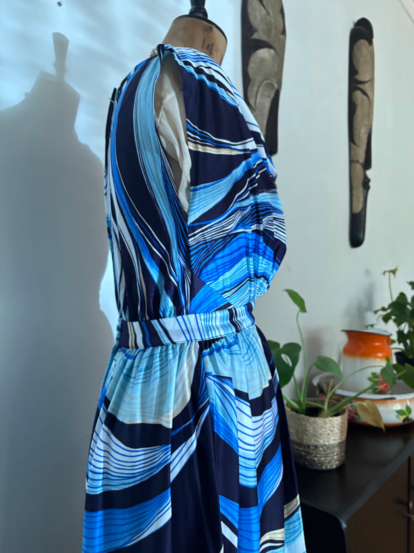 Blue Pattern Vintage Dresss