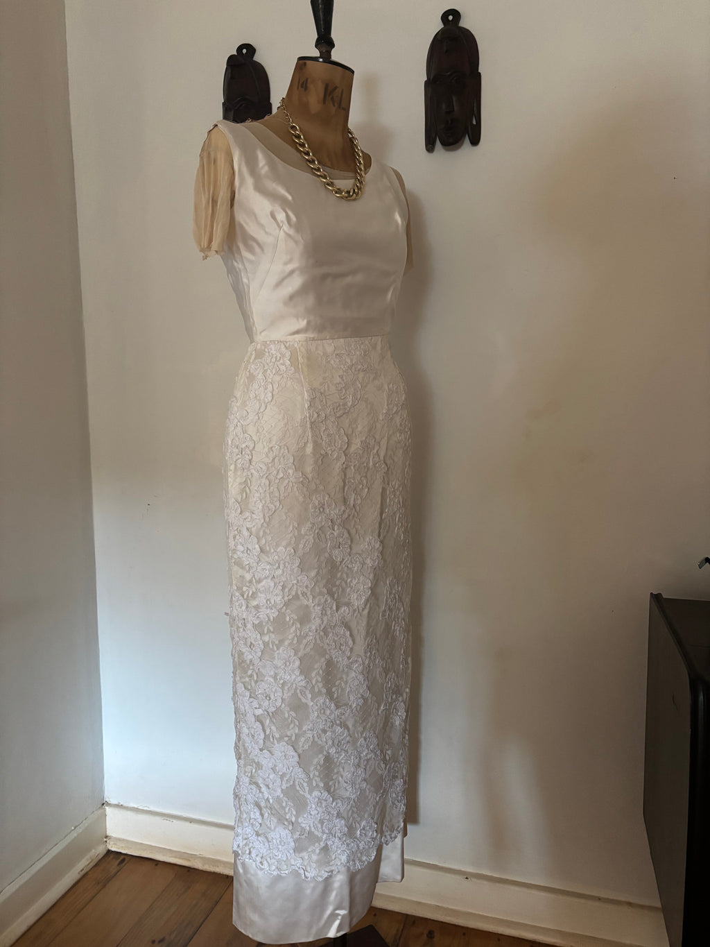 Vintage Satin & Lace Wedding Dress with Bolero