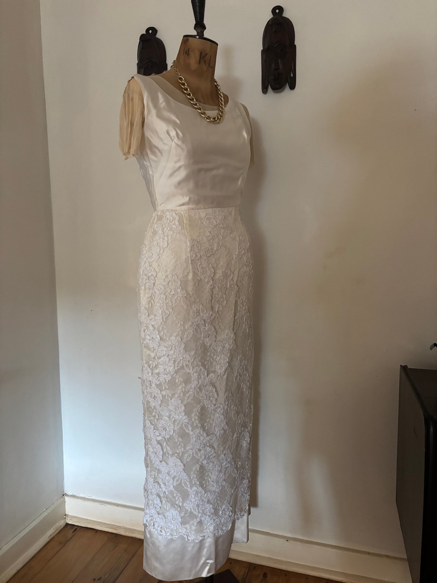 Vintage Satin & Lace Wedding Dress with Bolero