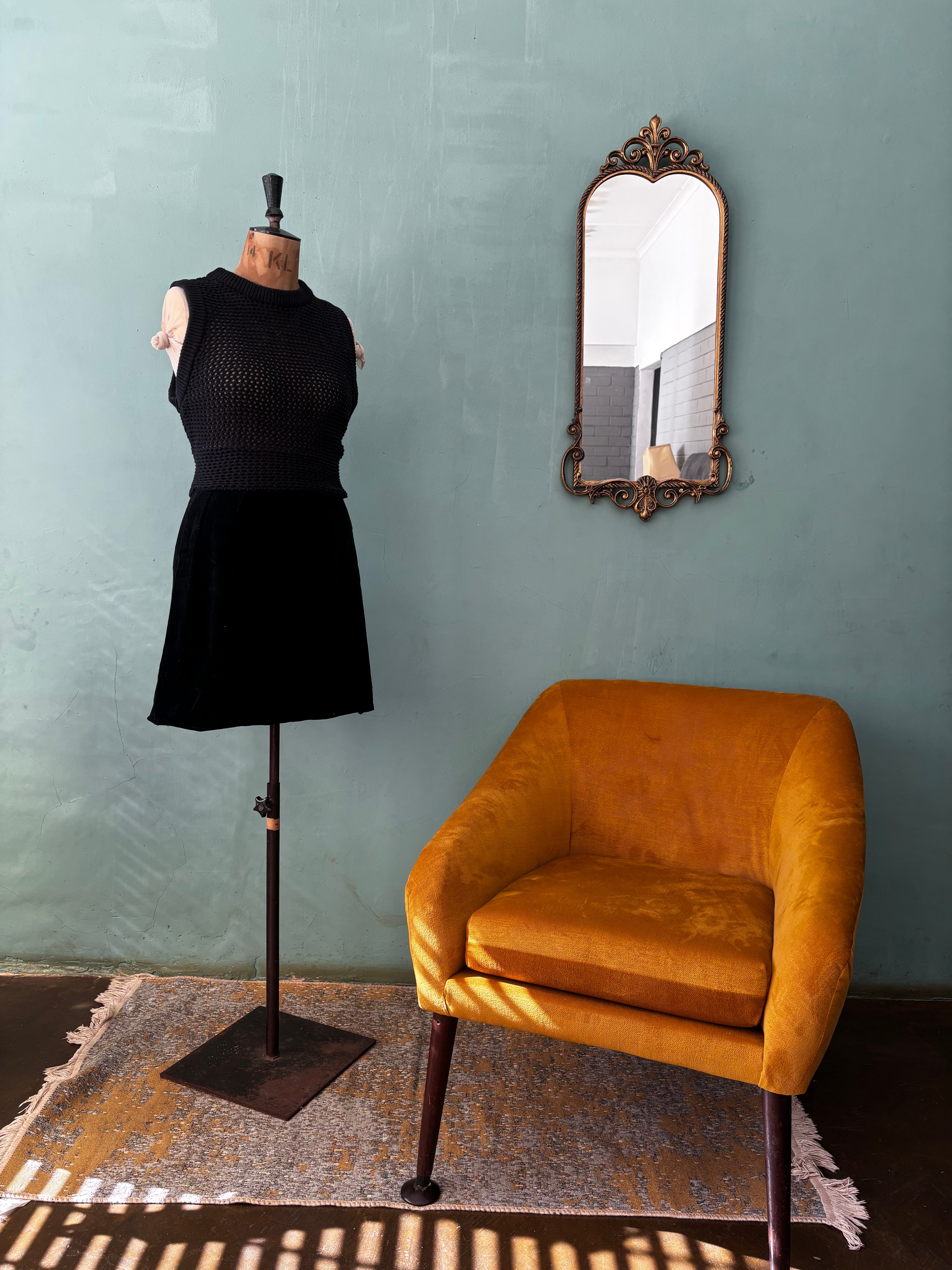 Black Velvet Vintage Mini Skirt
