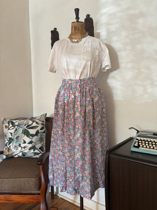Vintage Floral A-Line Skirt