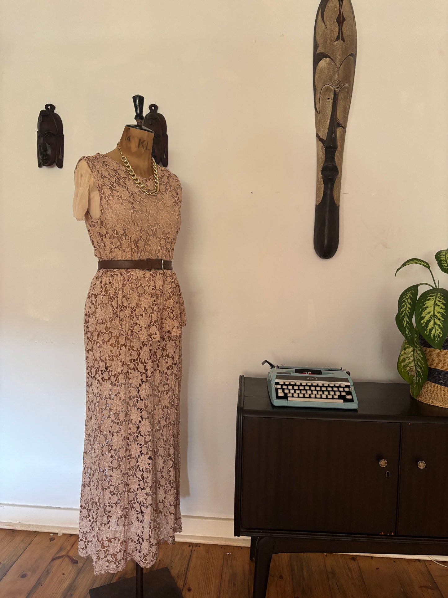 Champagne Vintage Lace Dress