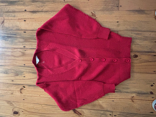 Red Ribbed Vintage Cardigan