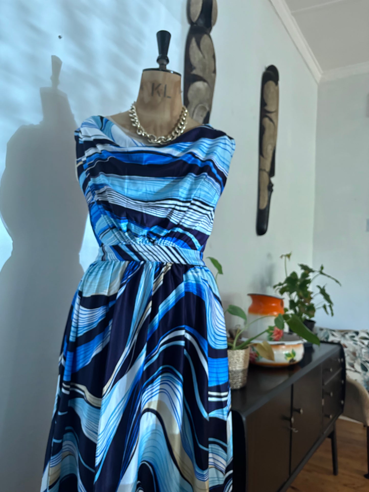 Blue Pattern Vintage Dresss