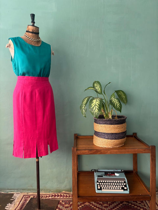 Fuschia Pink Vintage Pencil Skirt