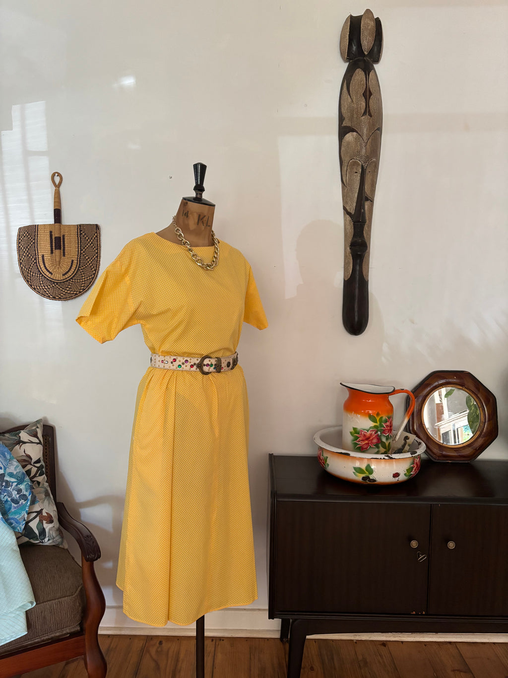 Yellow Polkadot Vintage Dress