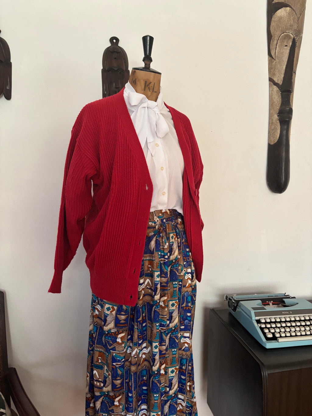 Red Ribbed Vintage Cardigan