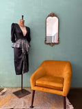 Black 80s Vintage Peplum Dress
