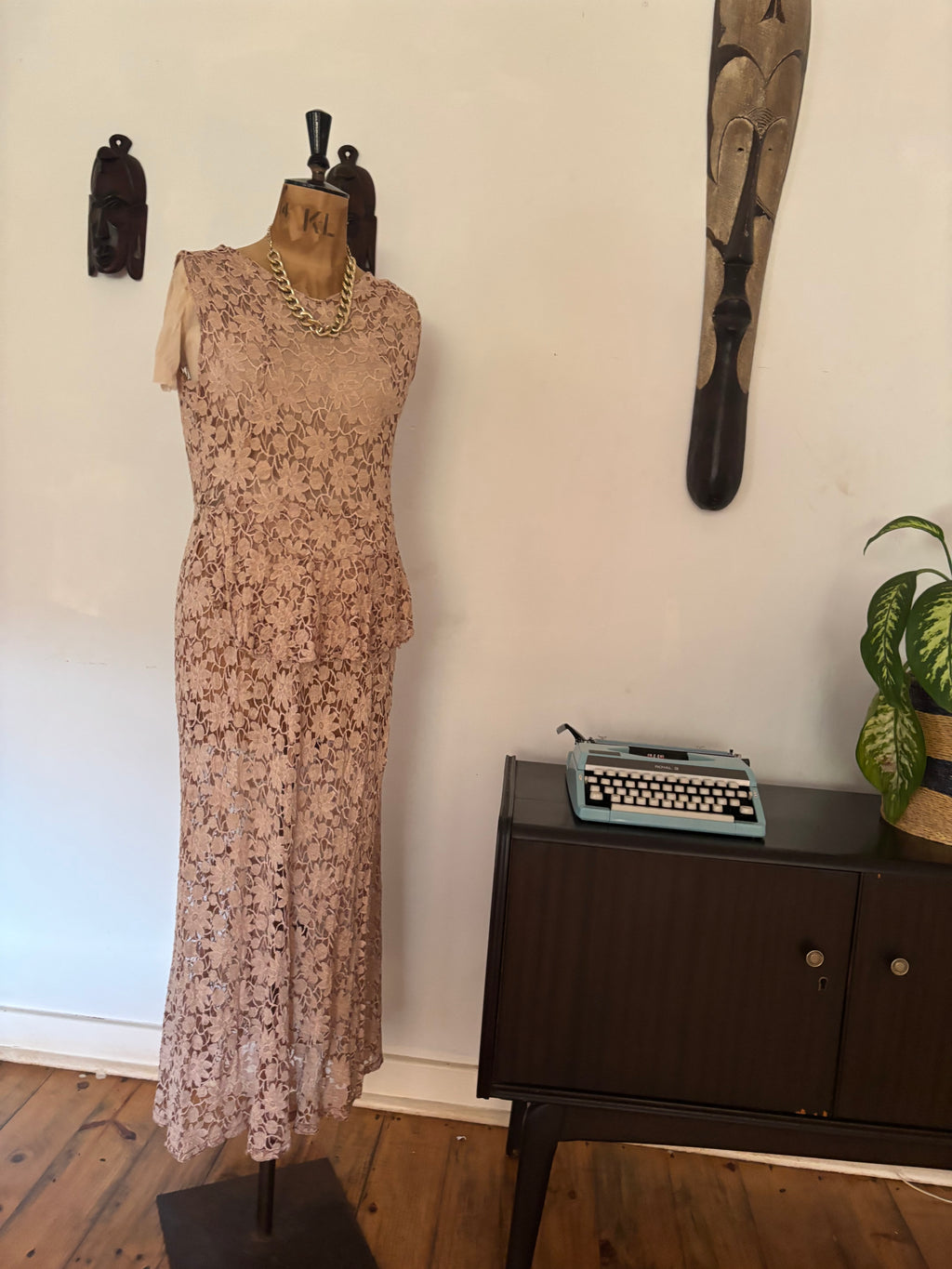 Champagne Vintage Lace Dress