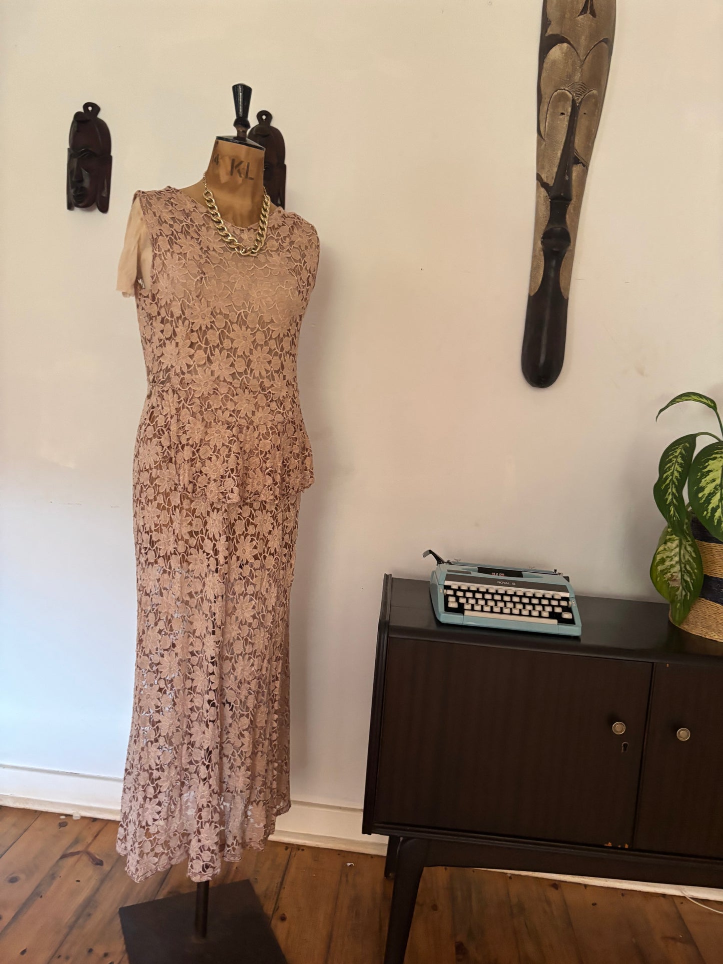 Champagne Vintage Lace Dress