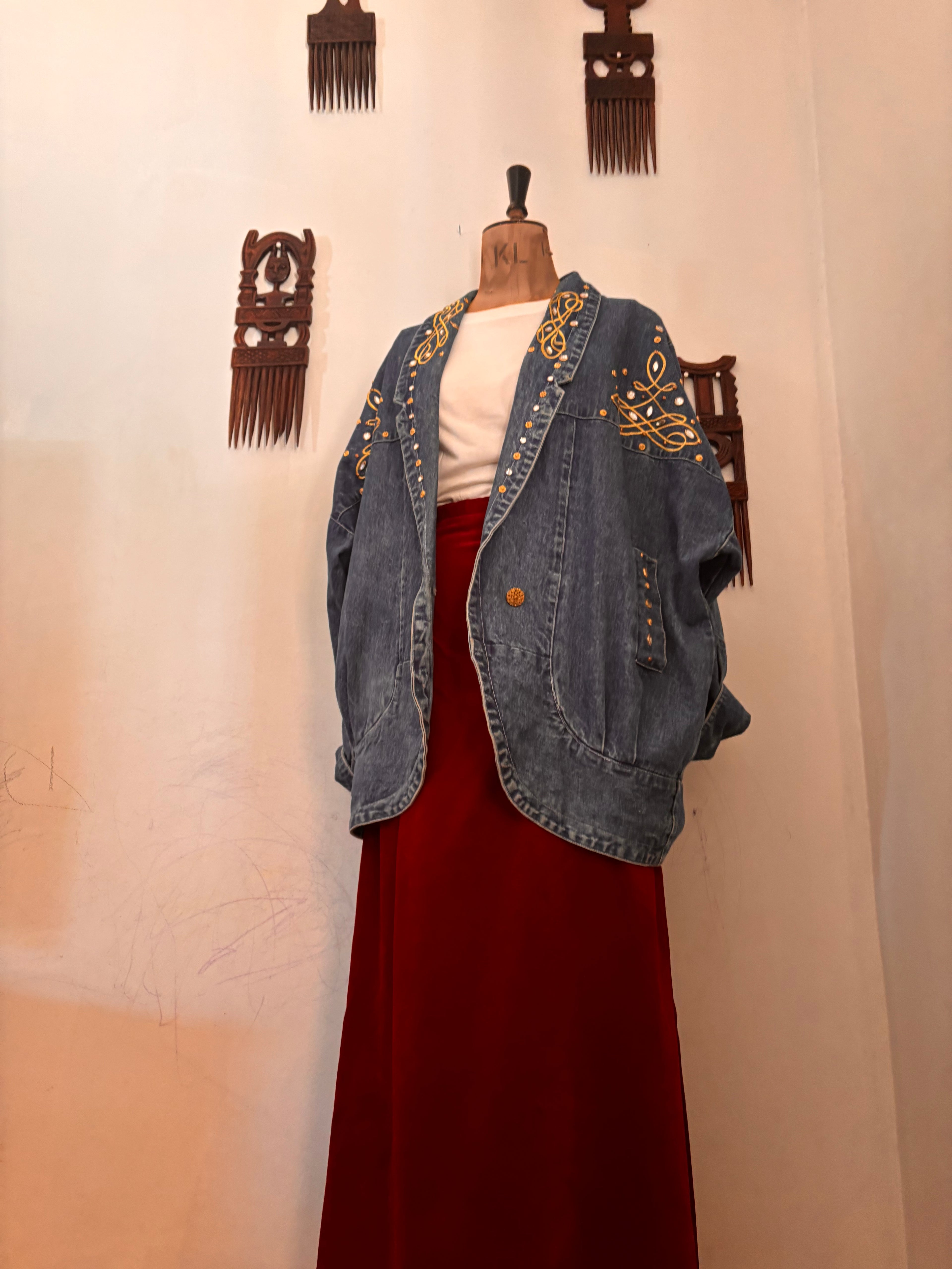 Burgundy Velvet Vintage Maxi Skirt