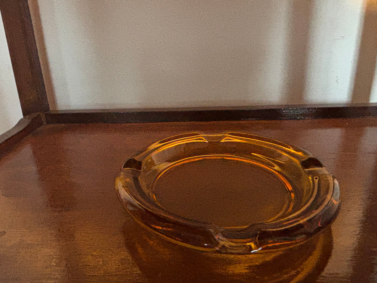 Amber Glass Vintage Ashtray
