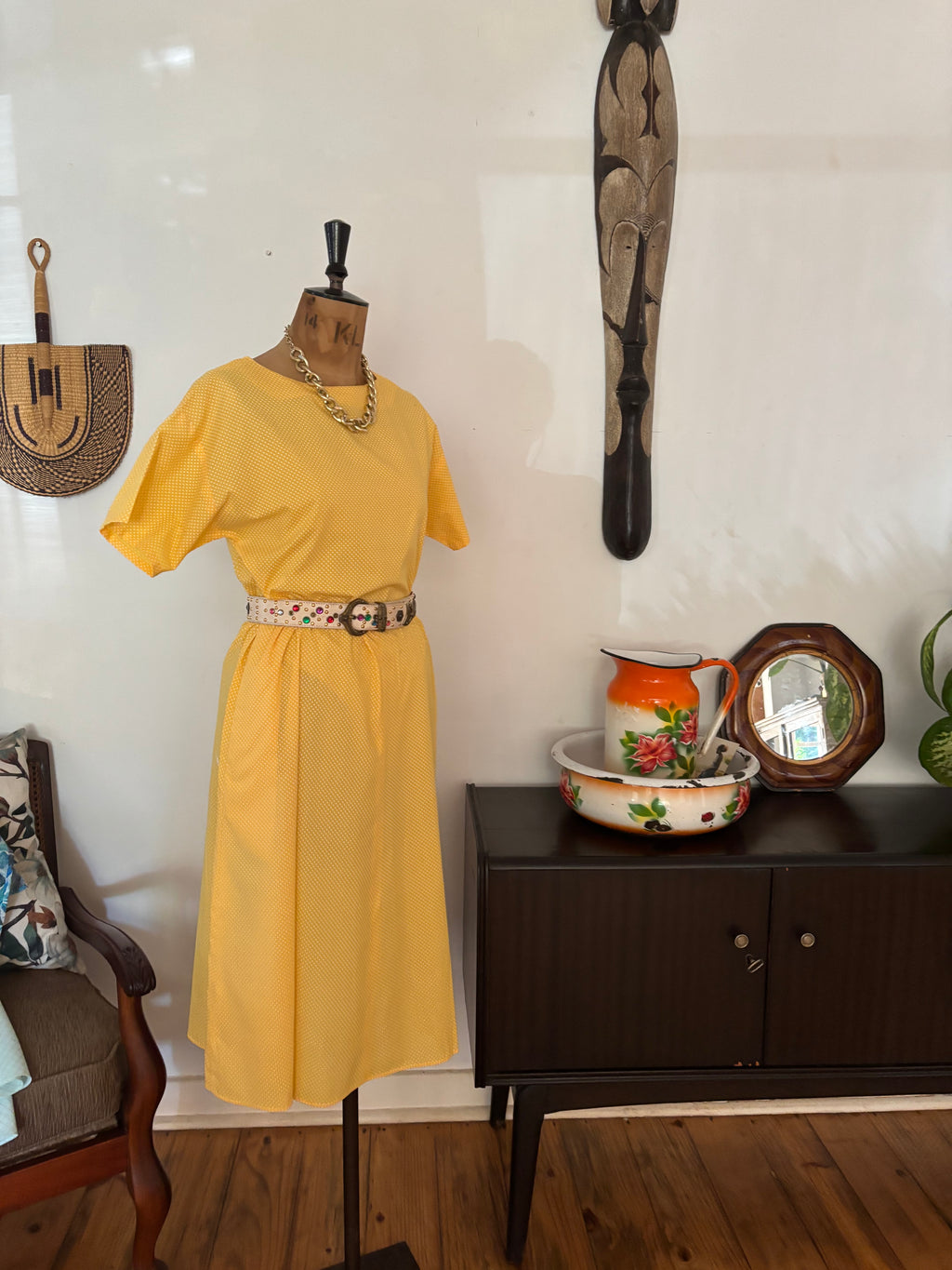 Yellow Polkadot Vintage Dress