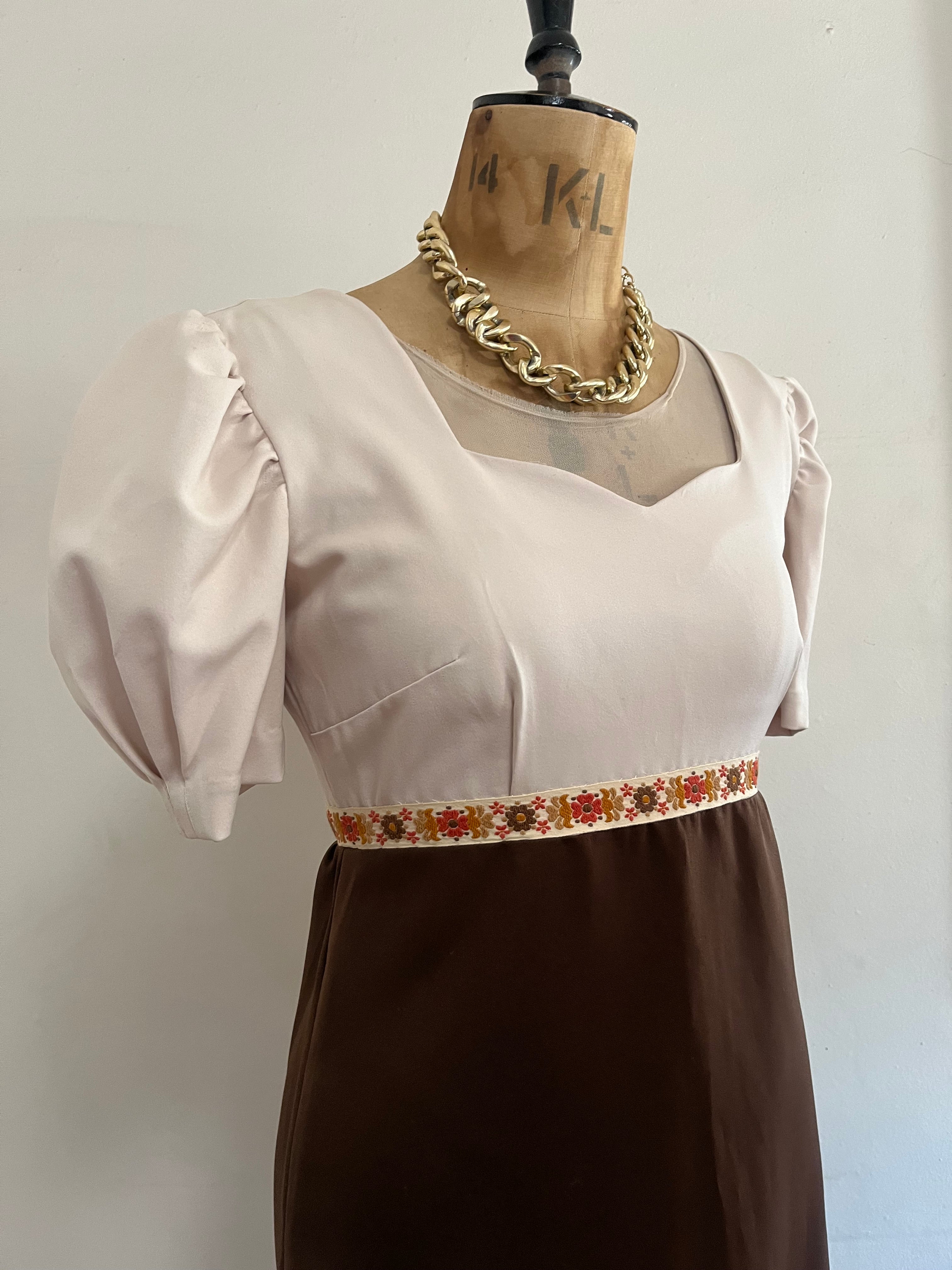 Cream & Brown Vintage Dress