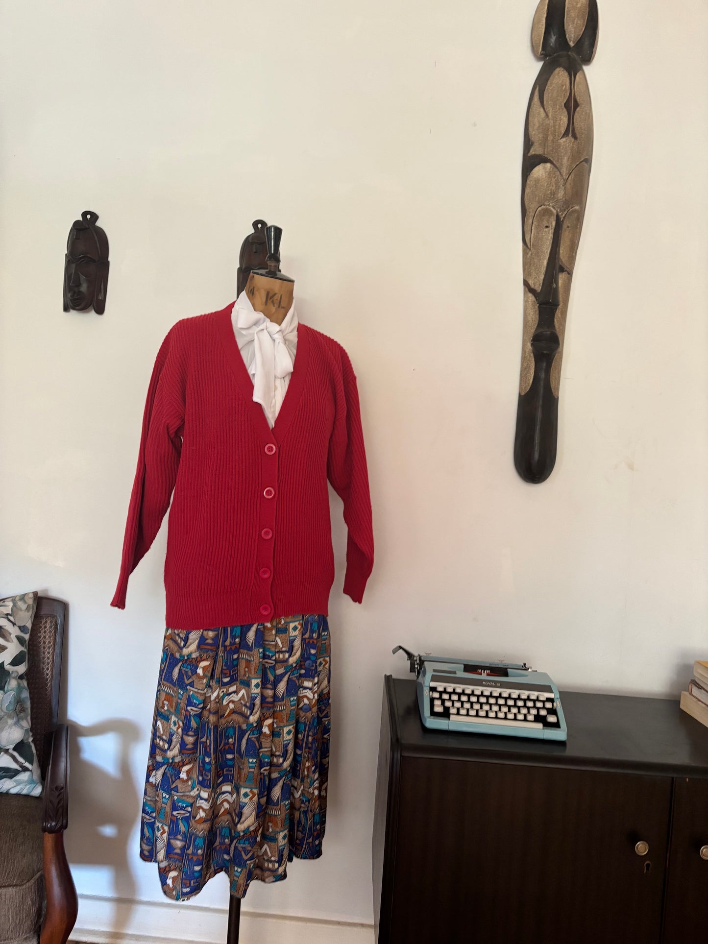 Red Ribbed Vintage Cardigan