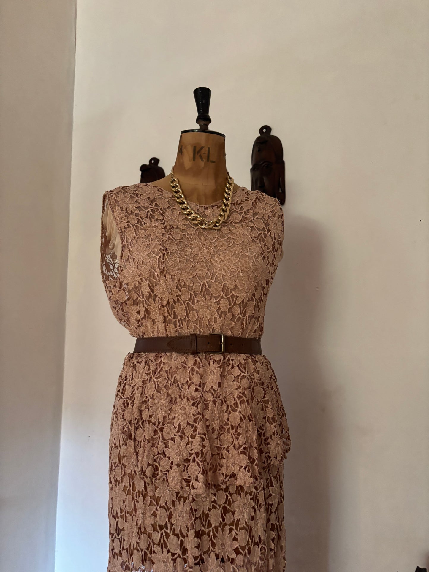 Champagne Vintage Lace Dress