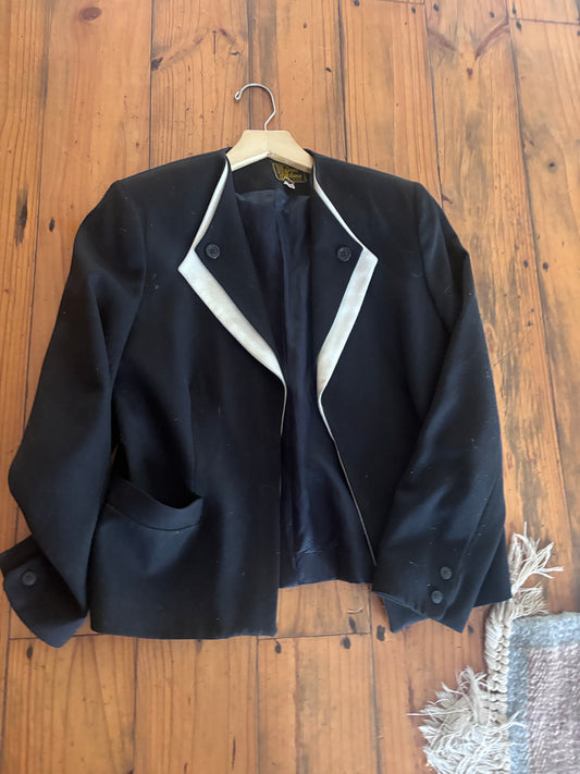 Black & White Collarless Blazer