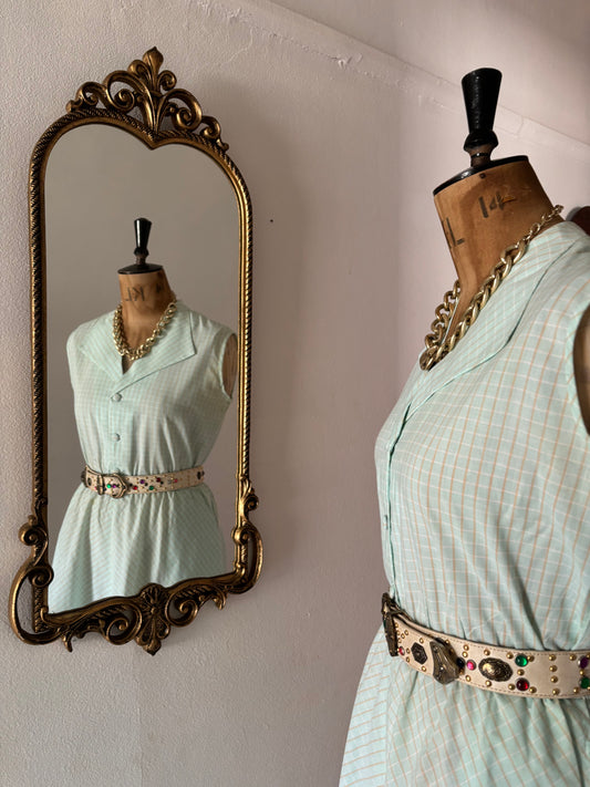 Teal Striped Vintage Collar Dress