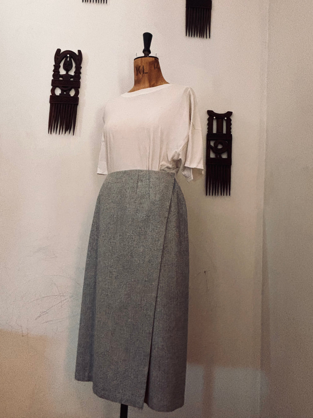 Grey Tweed Vintage Wrap Skirt