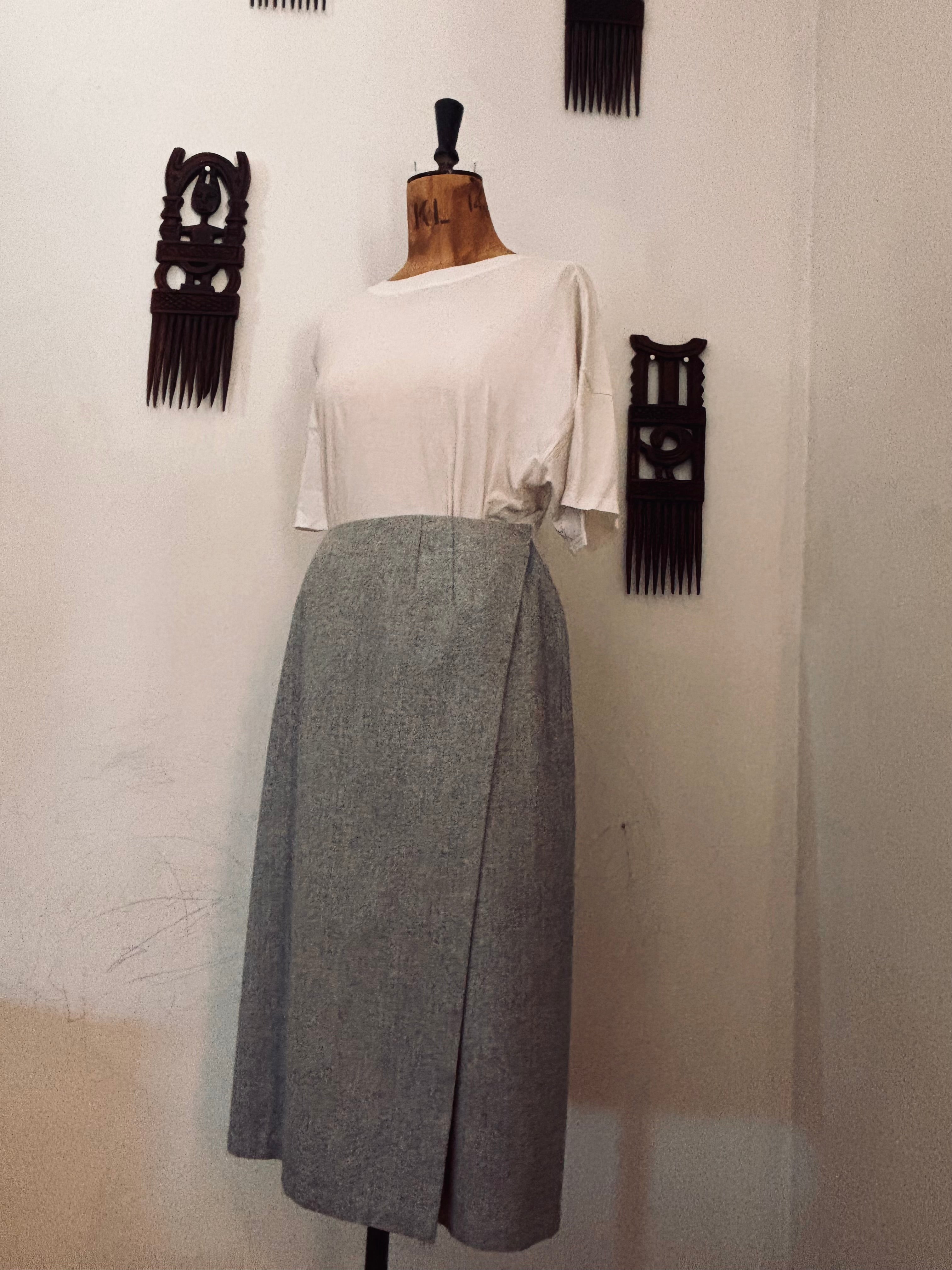 Grey Tweed Vintage Wrap Skirt