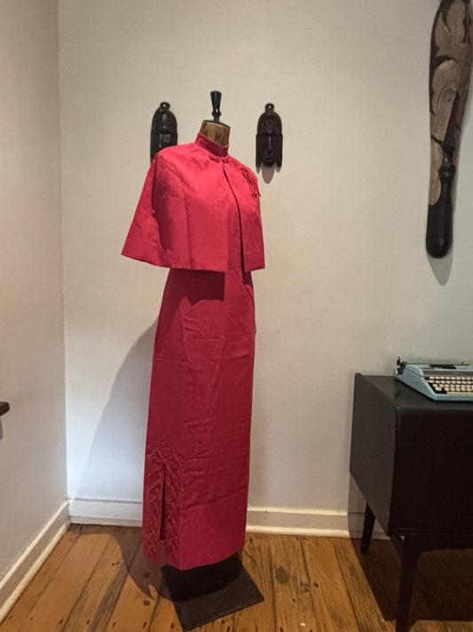 Fuchsia Pink Vintage Maxi Dress & Bolero