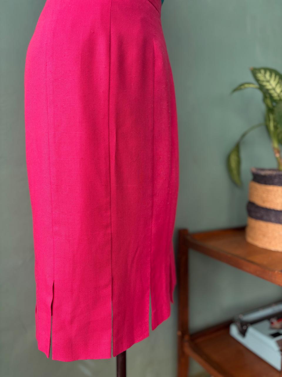 Fuschia Pink Vintage Pencil Skirt