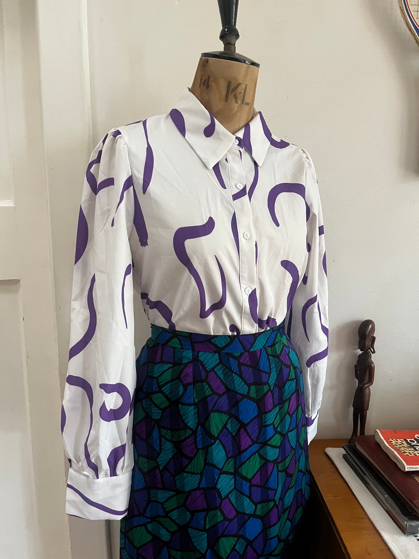 Paint print 90s blouse