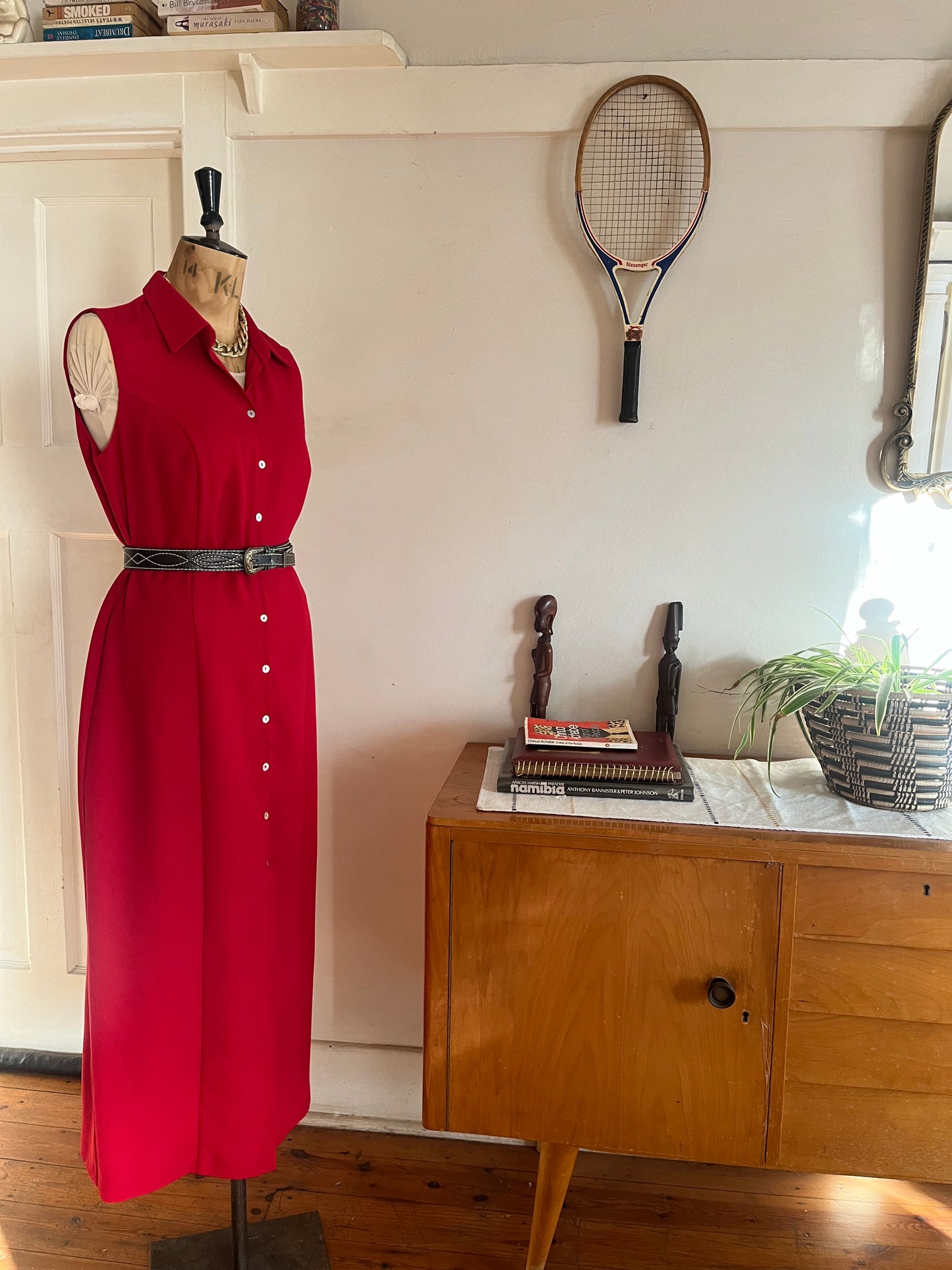 Red Button Down Maxi Dress