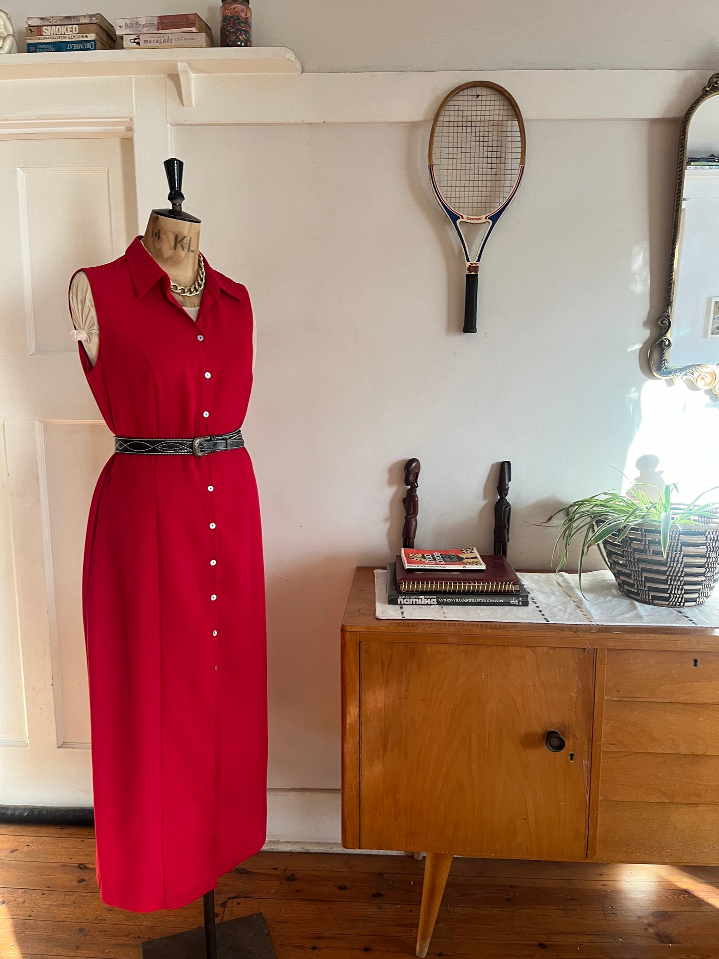 Red Button Down Maxi Dress