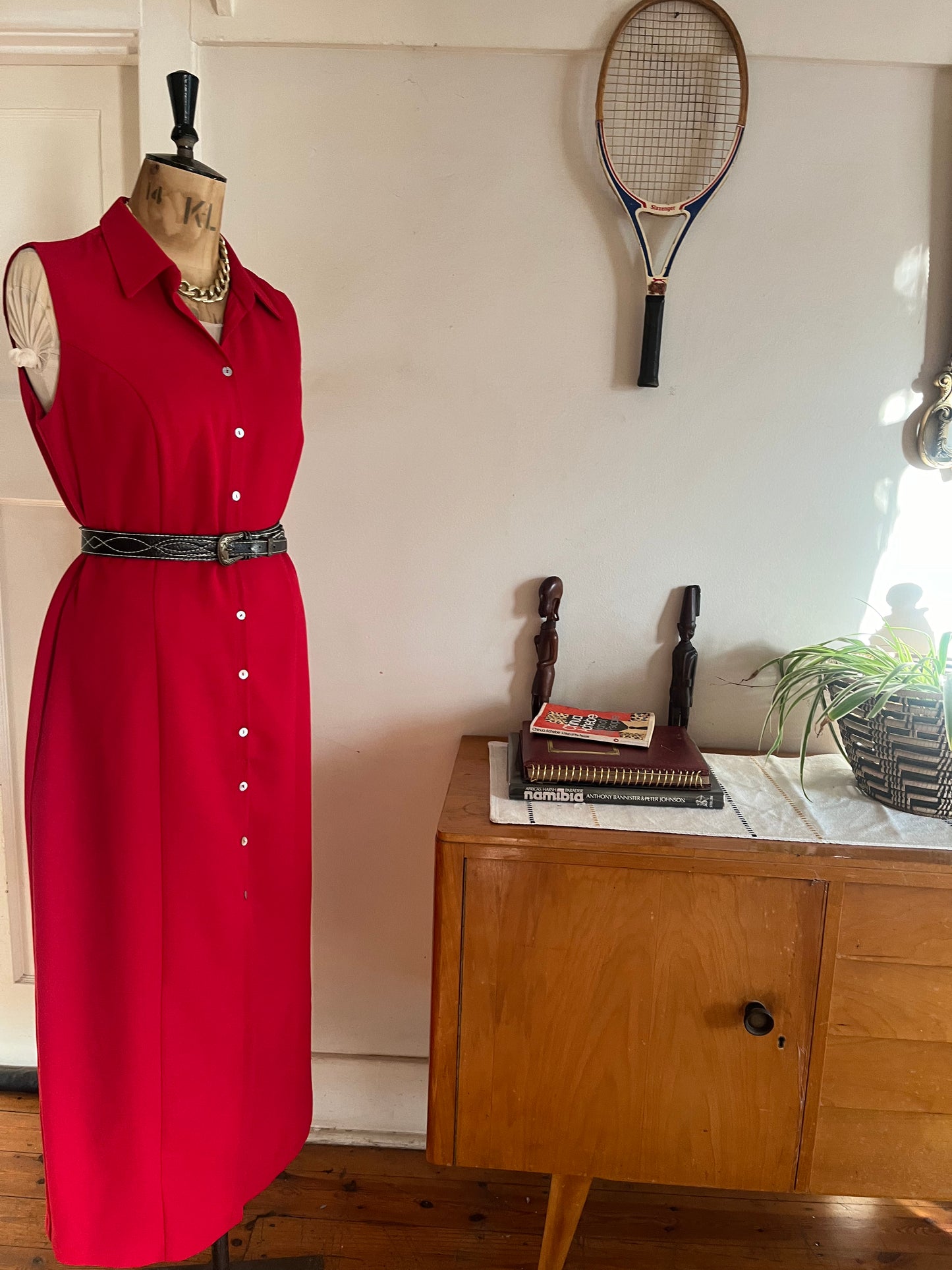 Red Button Down Maxi Dress