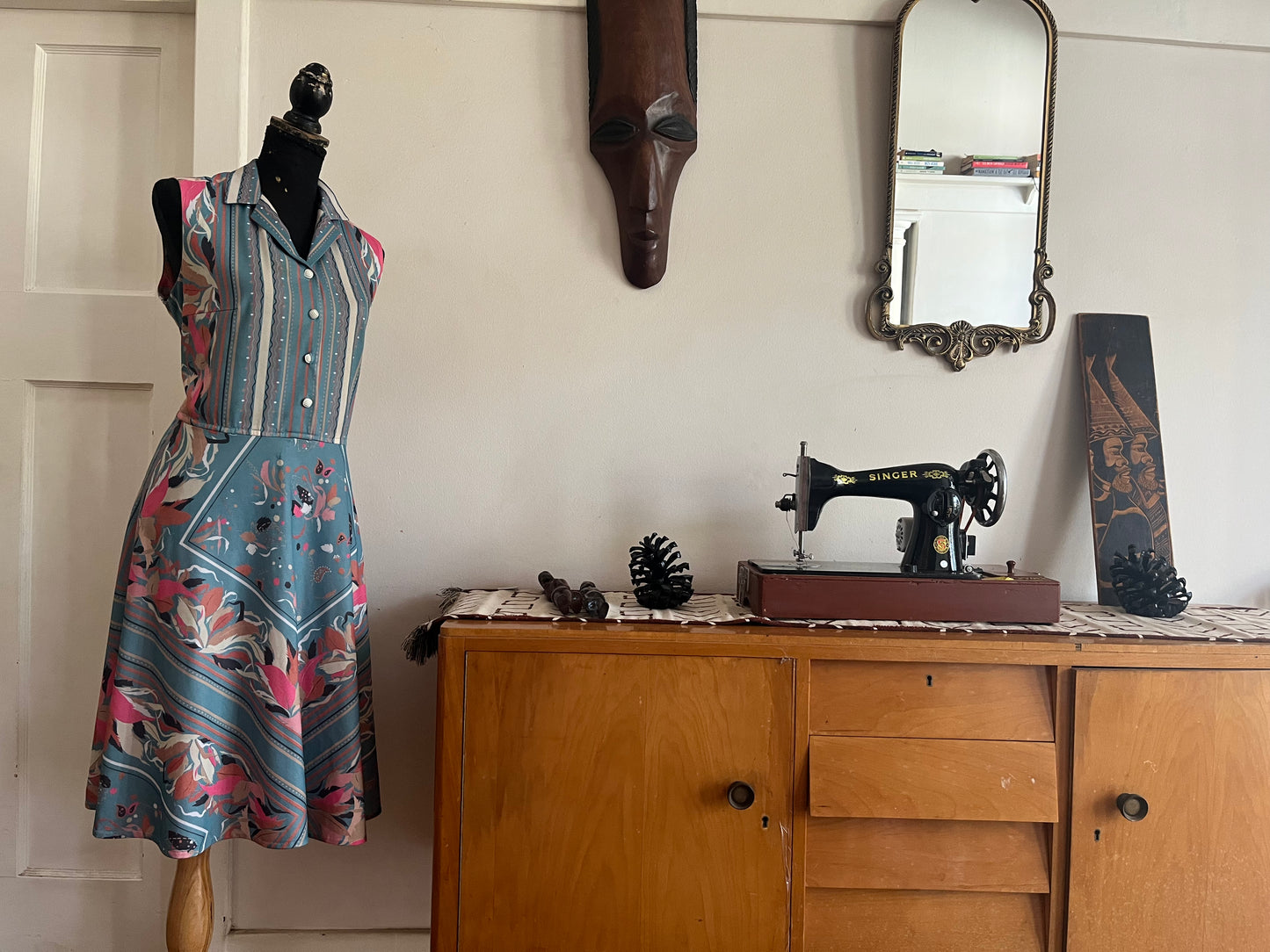 Sleeveless Vintage Print Dress