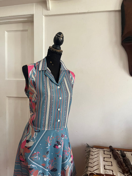Sleeveless Vintage Print Dress