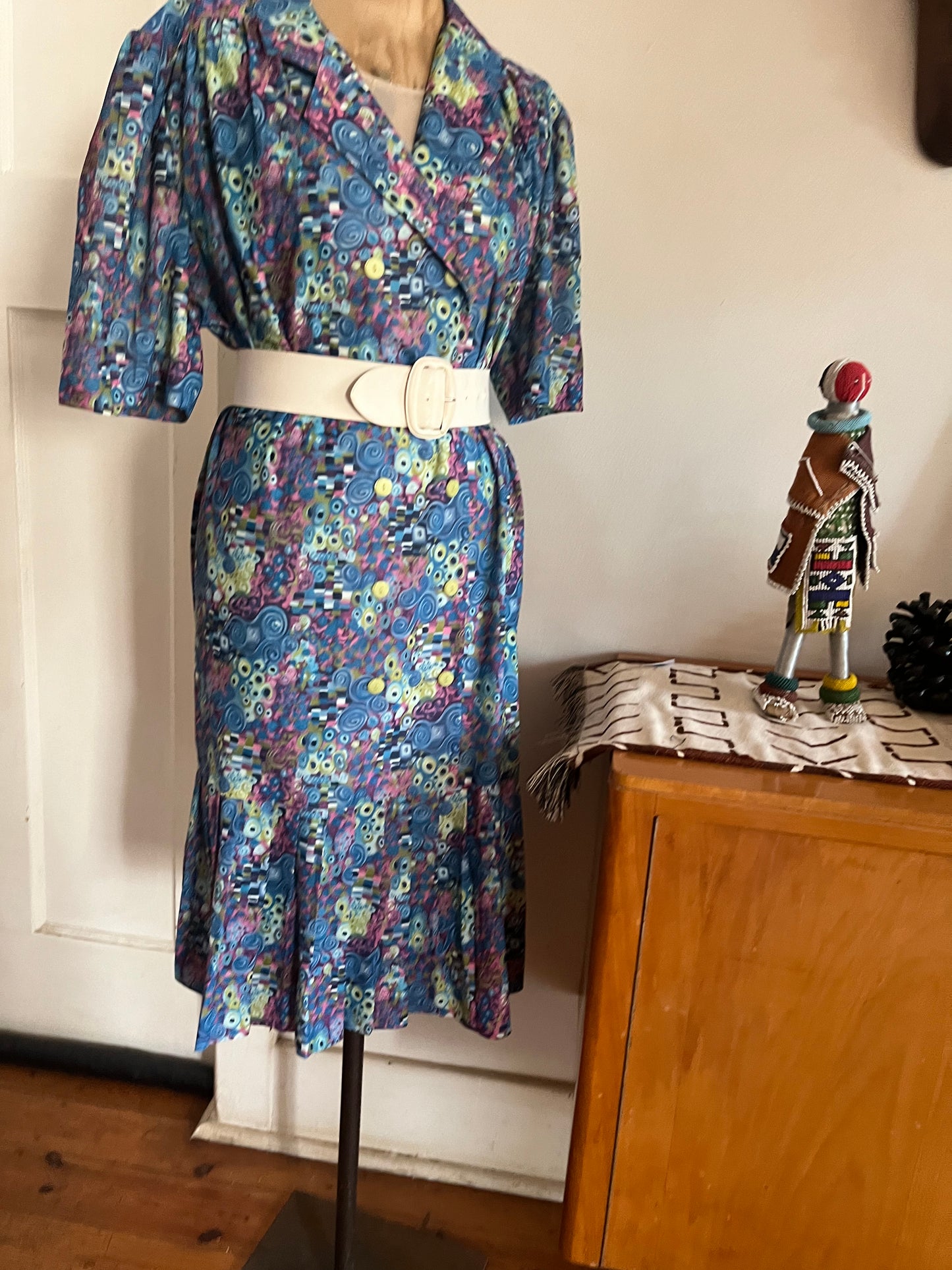 Dropwaist vintage print dress
