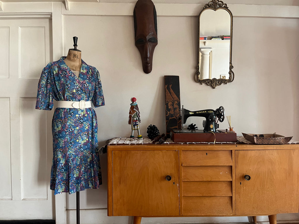 Dropwaist vintage print dress