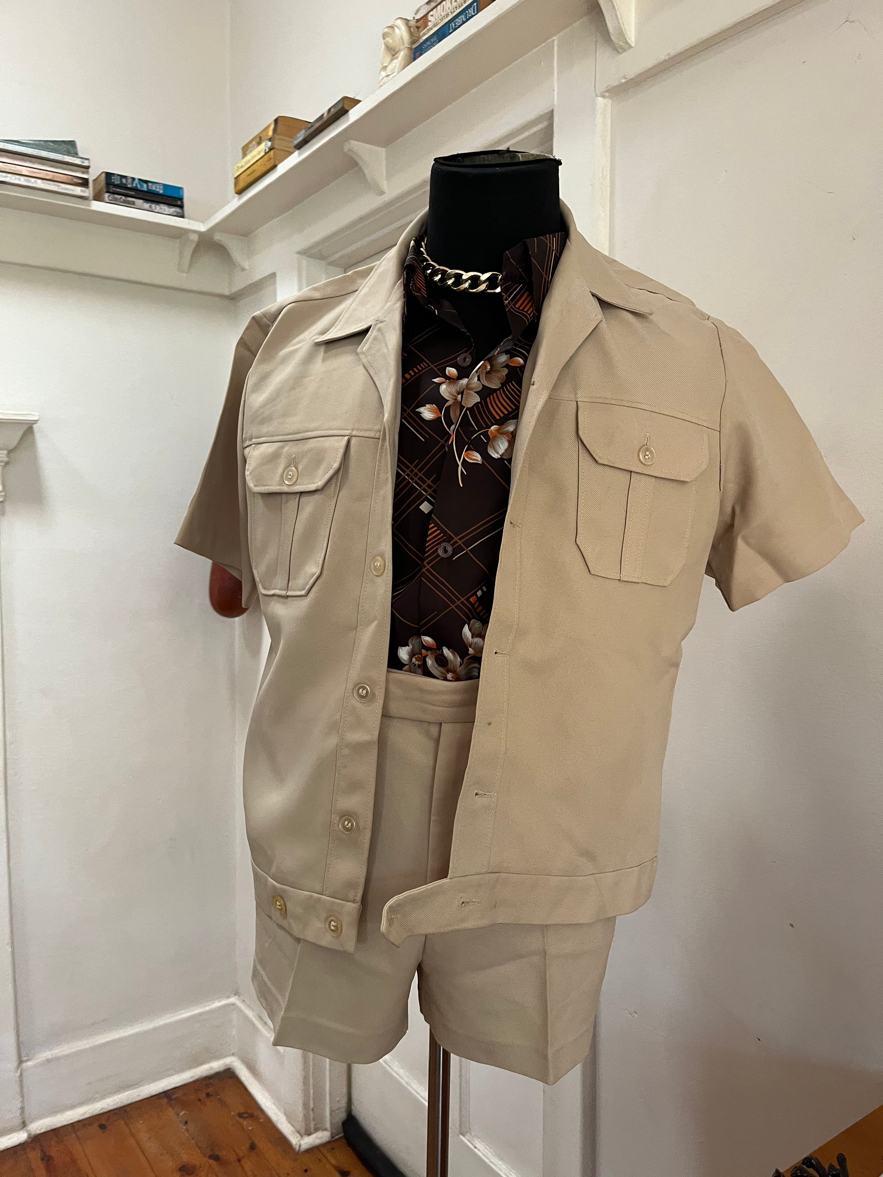 Beige Vintage Safari Suit