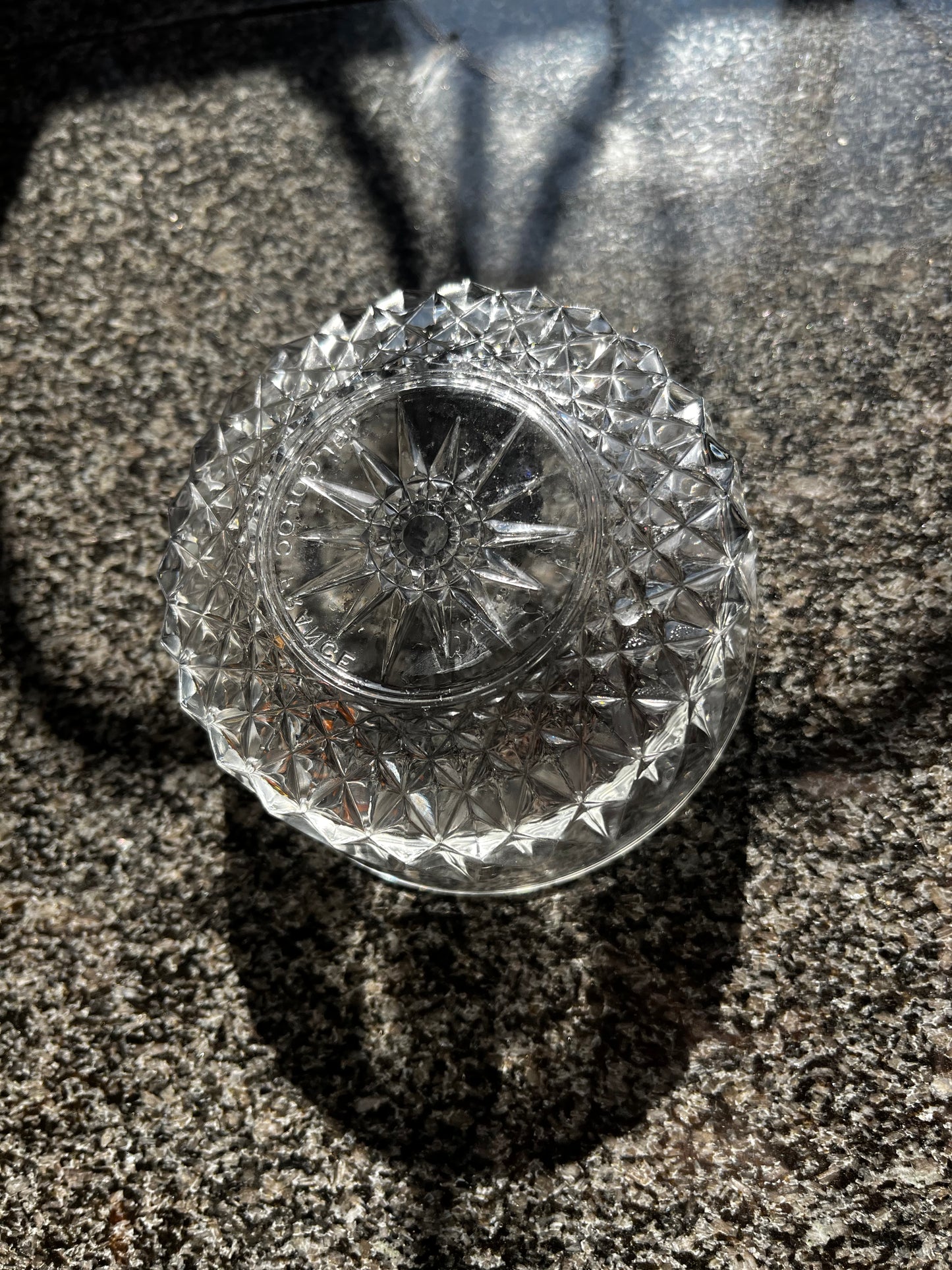 Vintage Arcoroc France Clear Glass Diamond Starburst Bowl