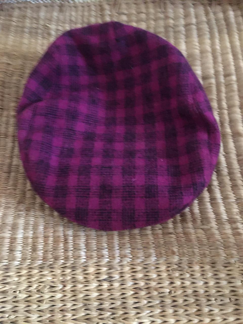 Vintage Purple & Black Gingham Print Flat top Cap