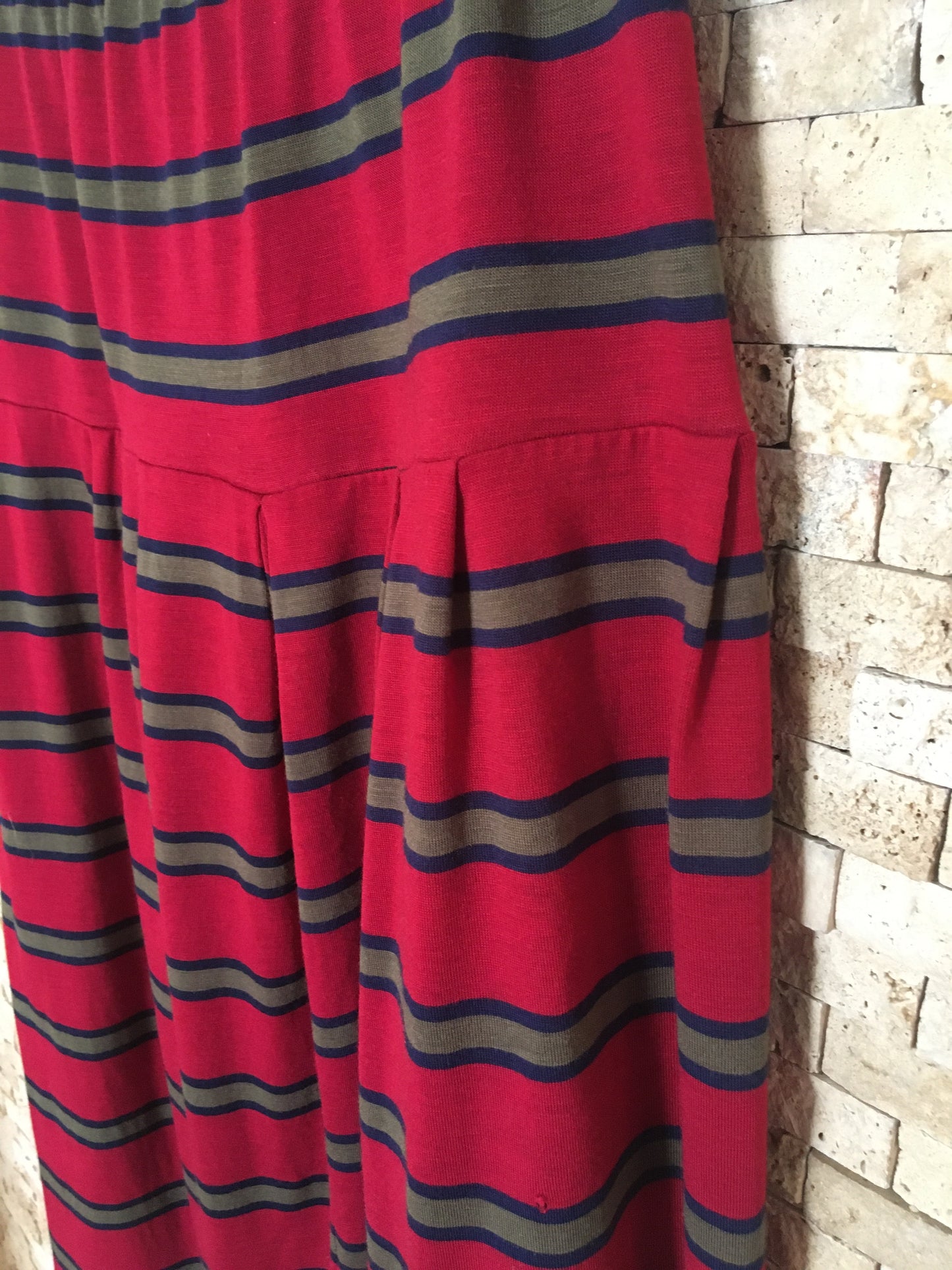 Red & Navy Pleated Skirt