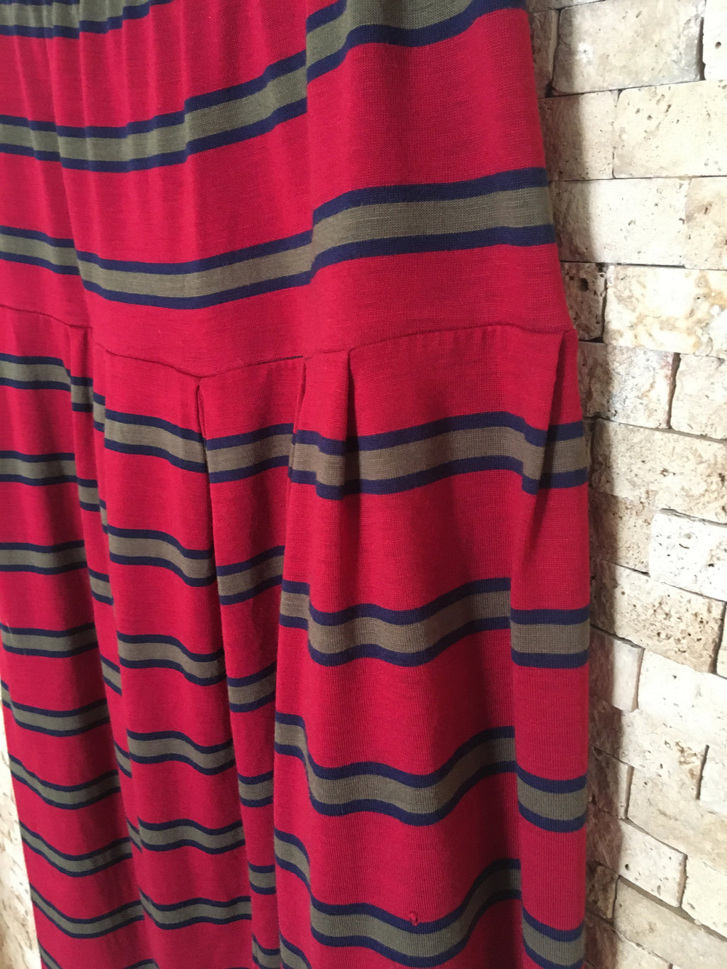 Red & Navy Pleated Skirt