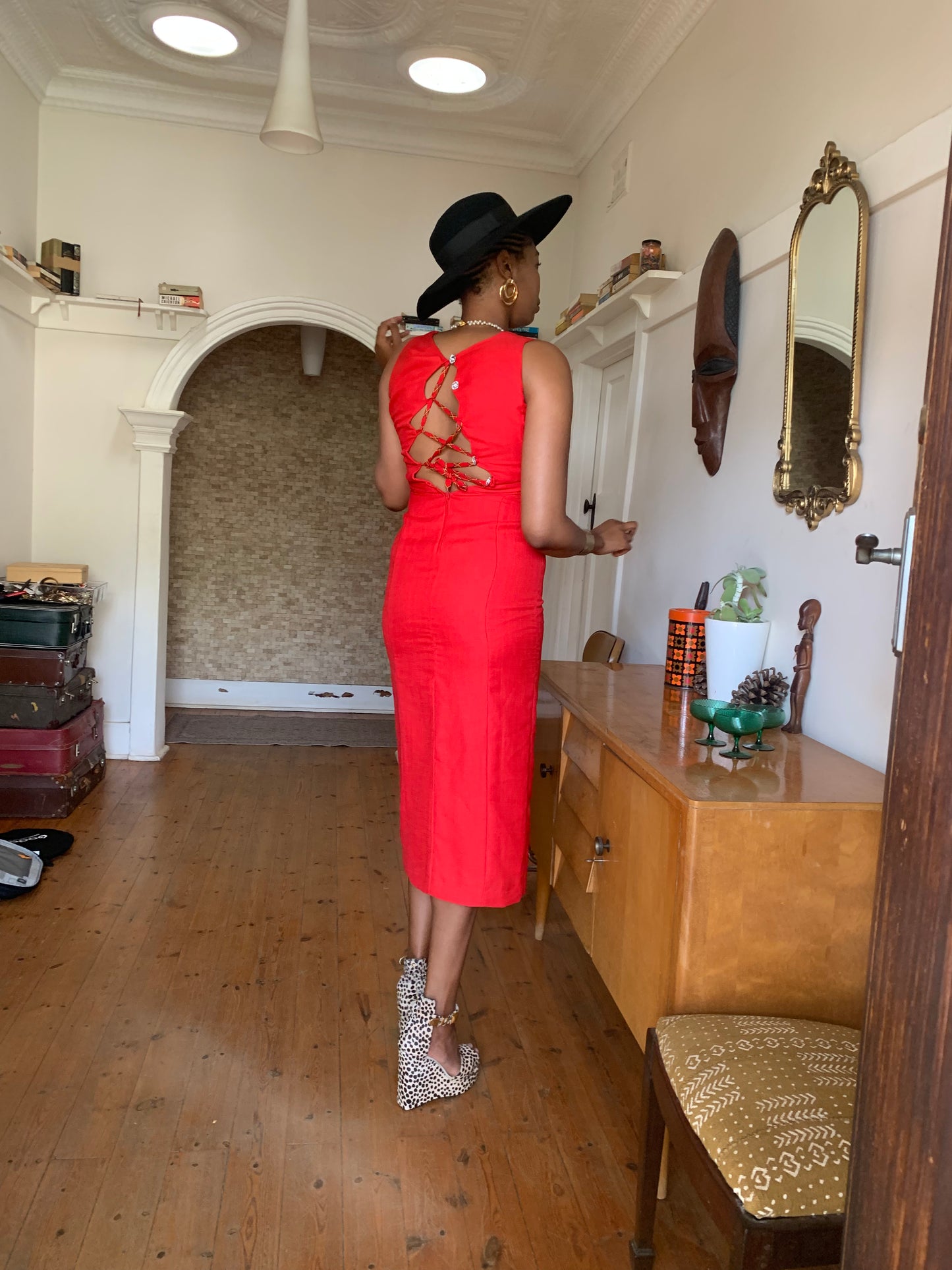 Red 90s Style Vintage Dress