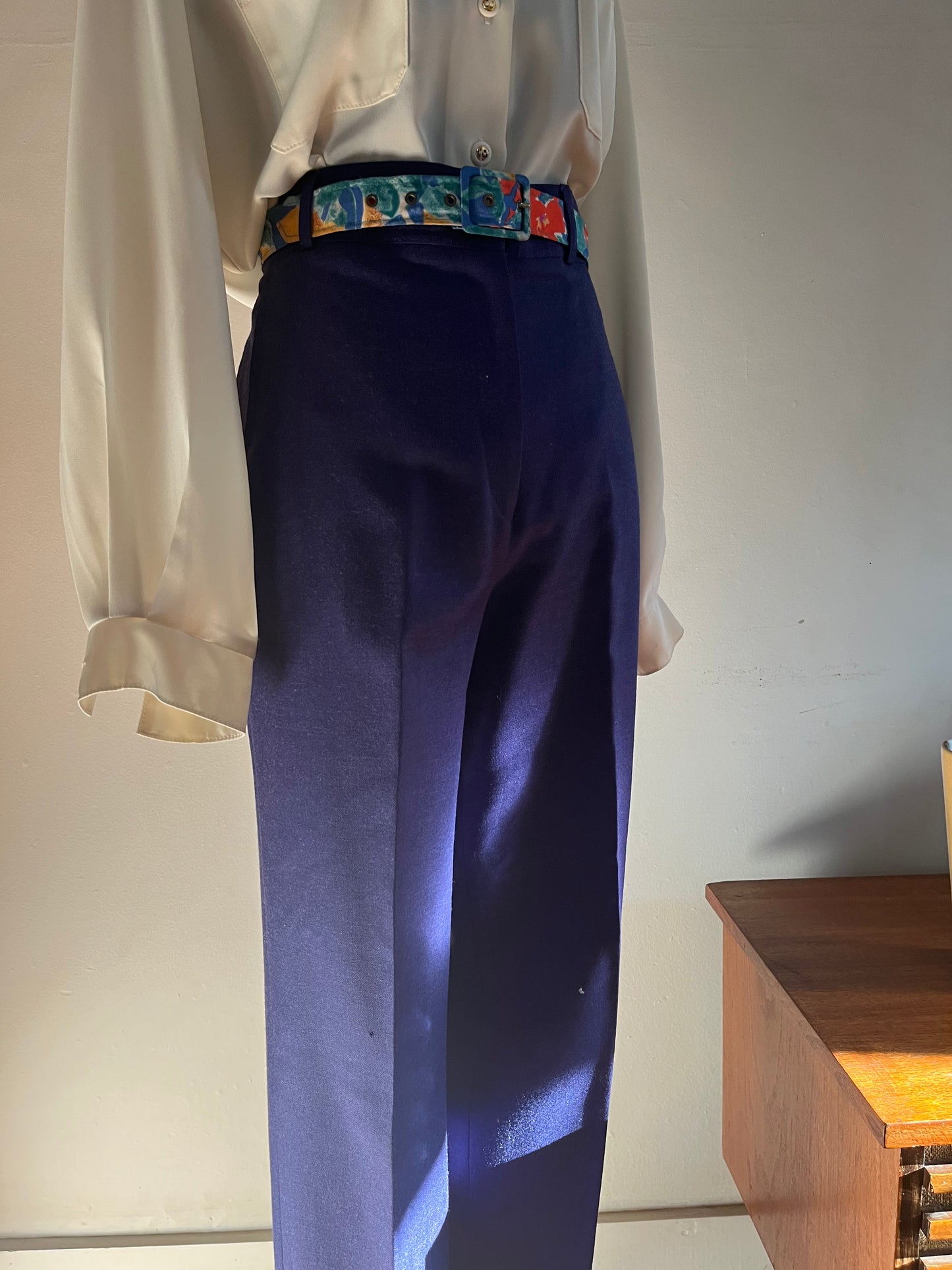 Purple Wool High-Waist Pants