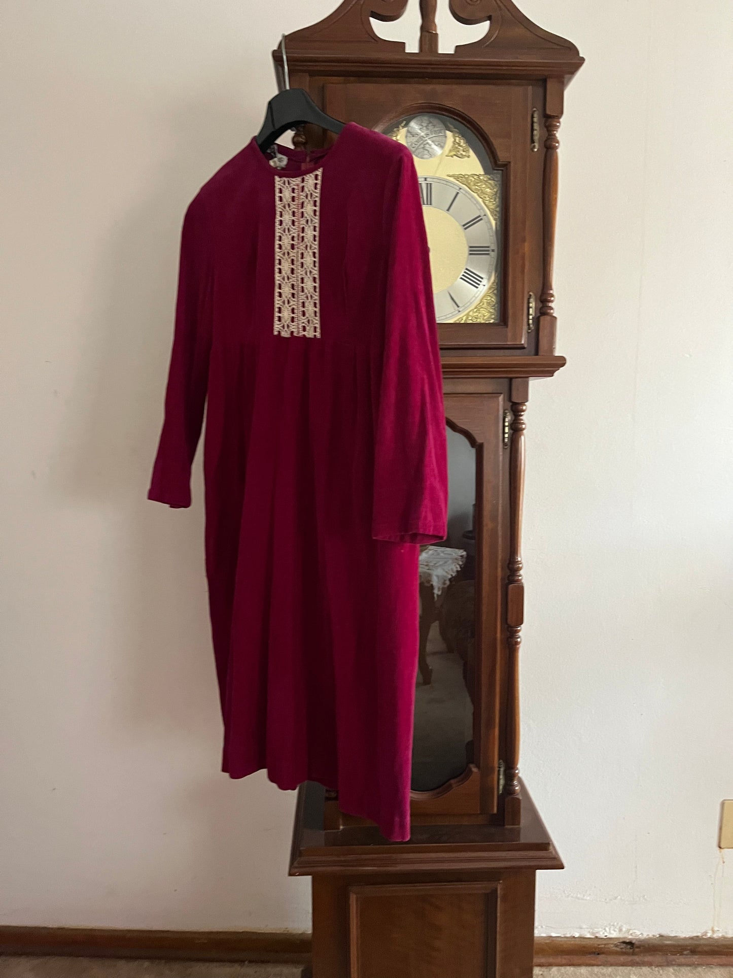 Maroon Corduroy Vintage Dress