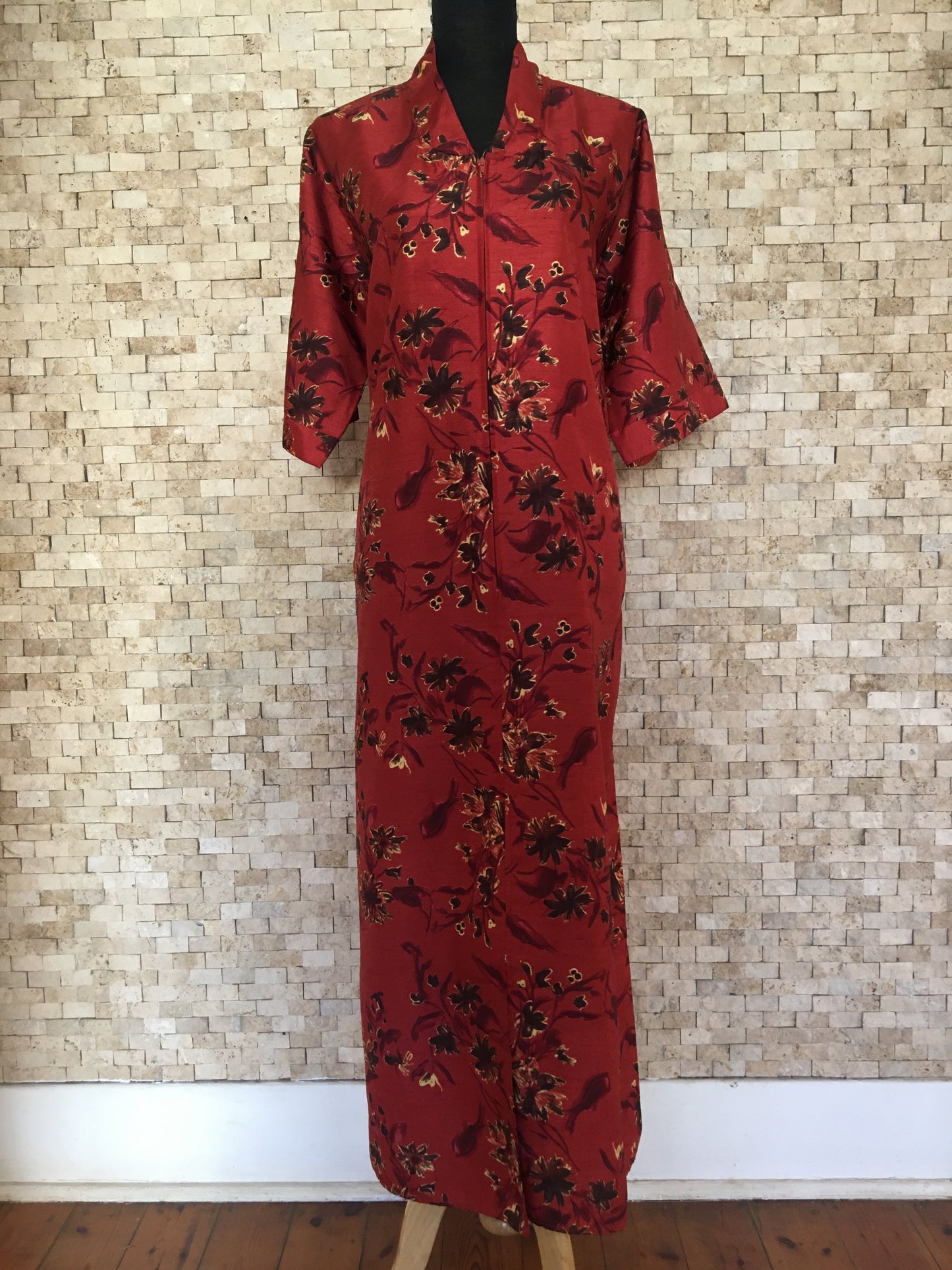 Red & Brown Floral Print Dress