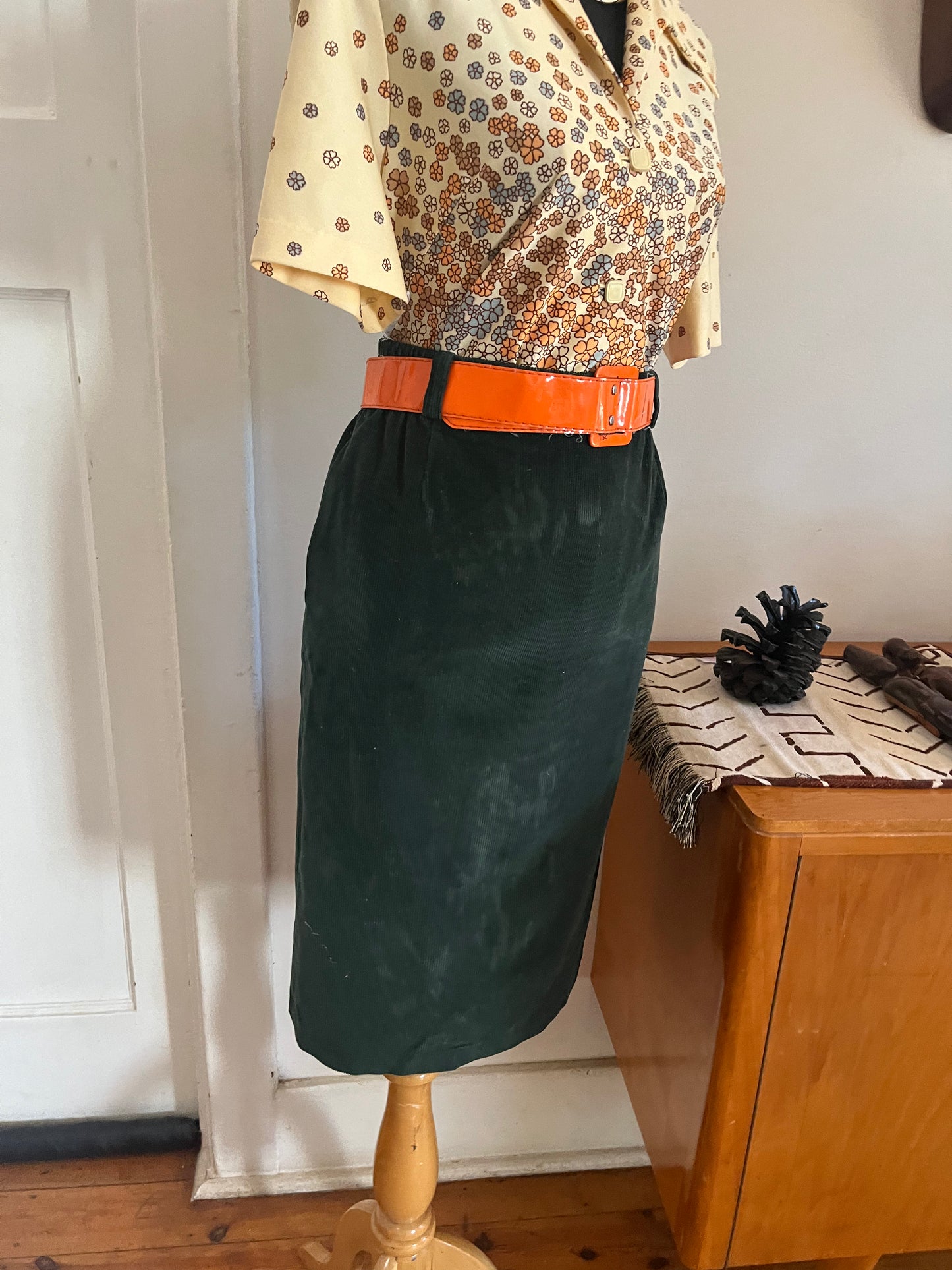 Green corduroy skirt