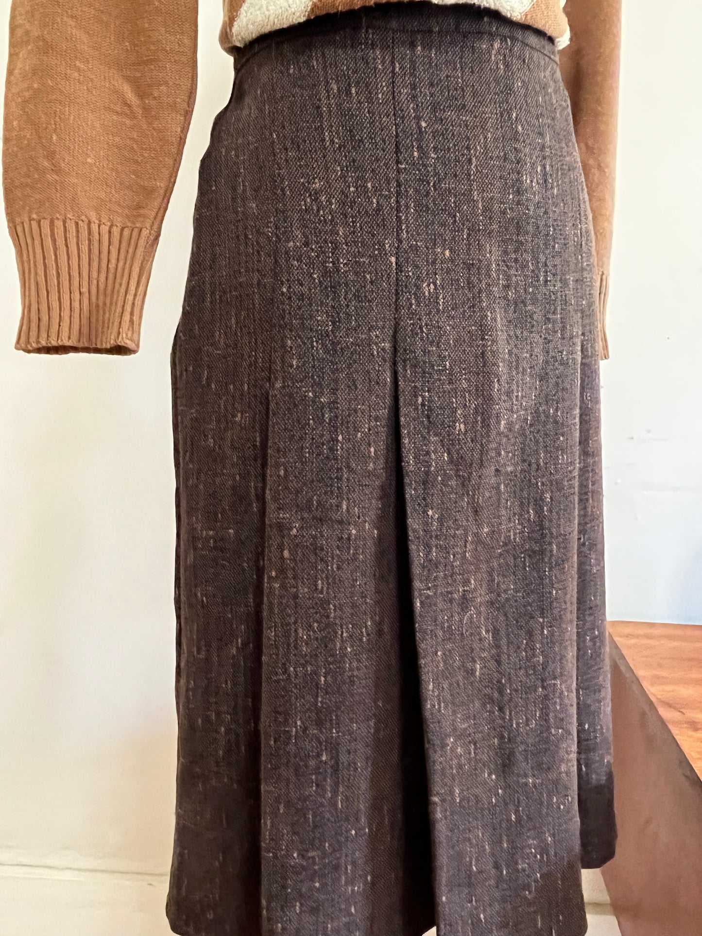 Brown Pleated Skirt