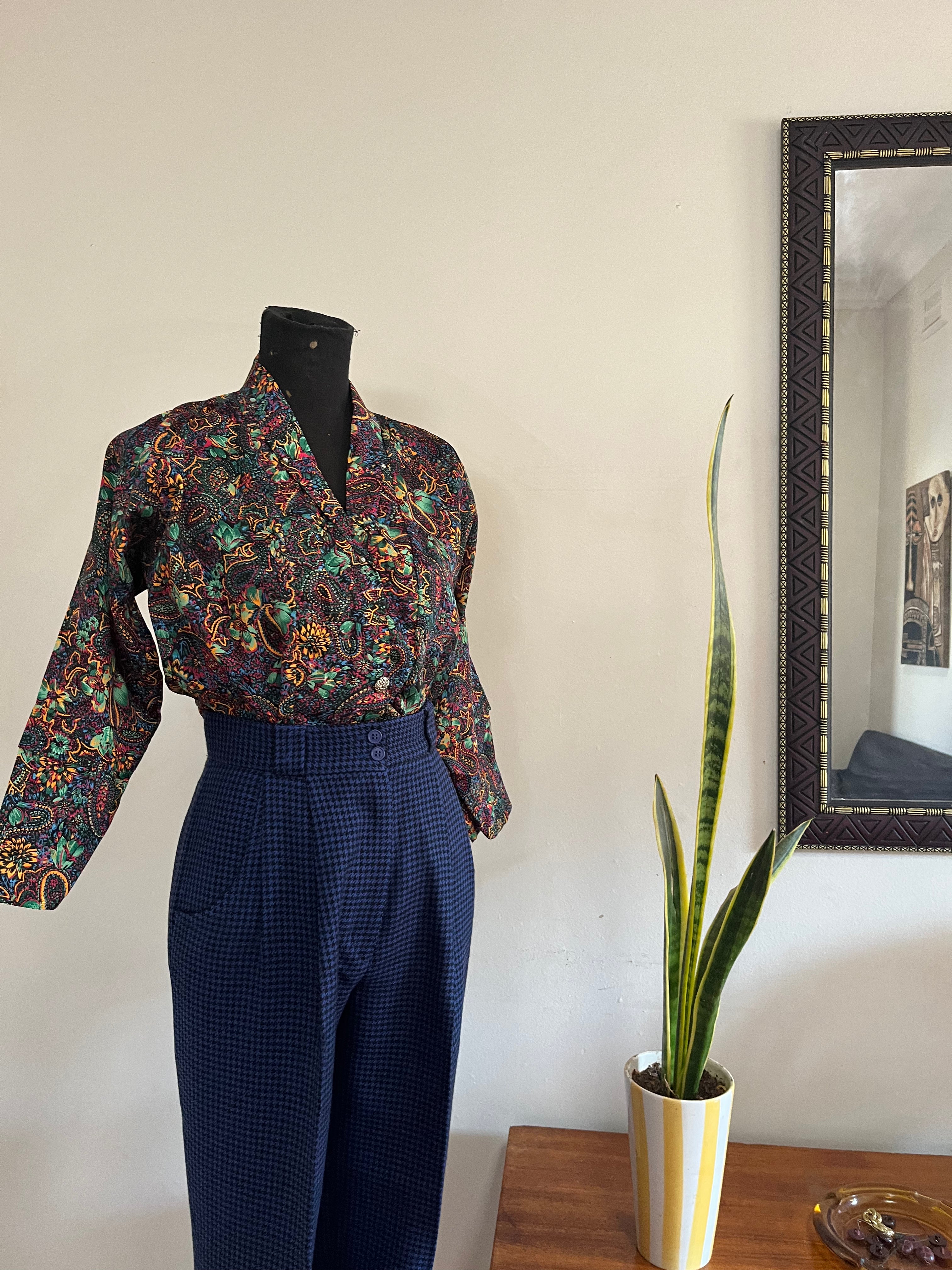 High-Waist Houndstooth Pants