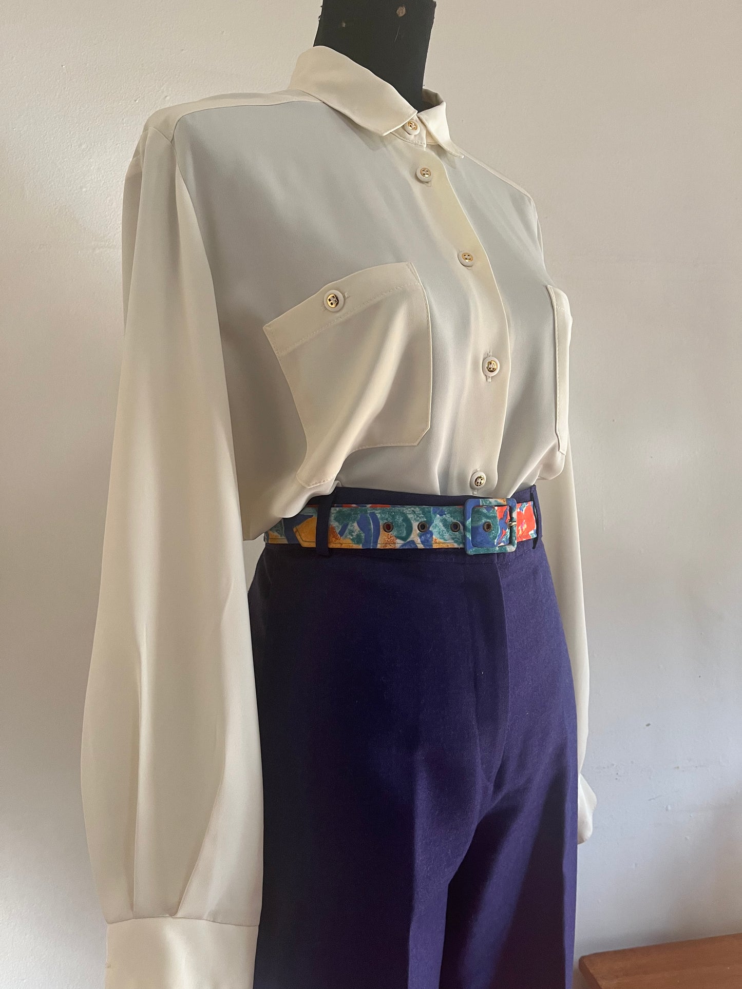 Purple Wool High-Waist Pants