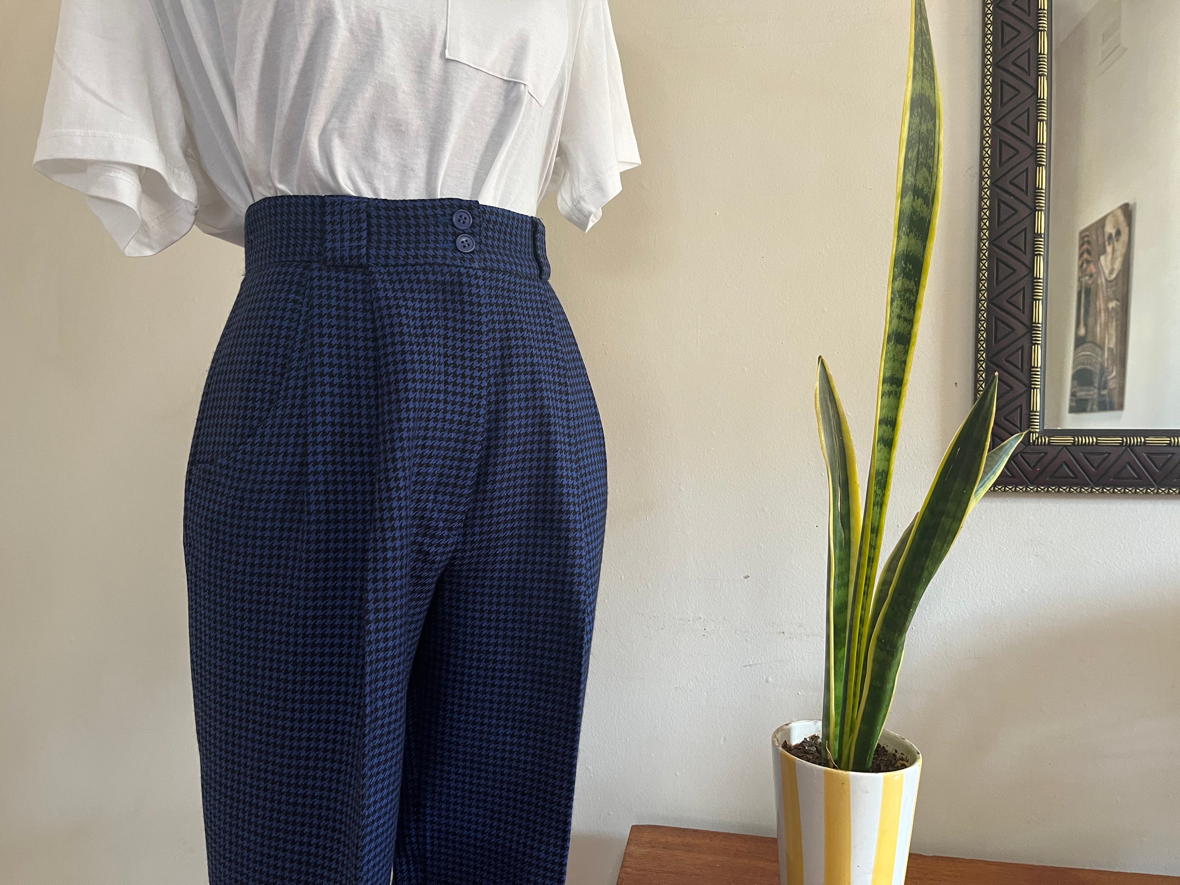 High-Waist Houndstooth Pants
