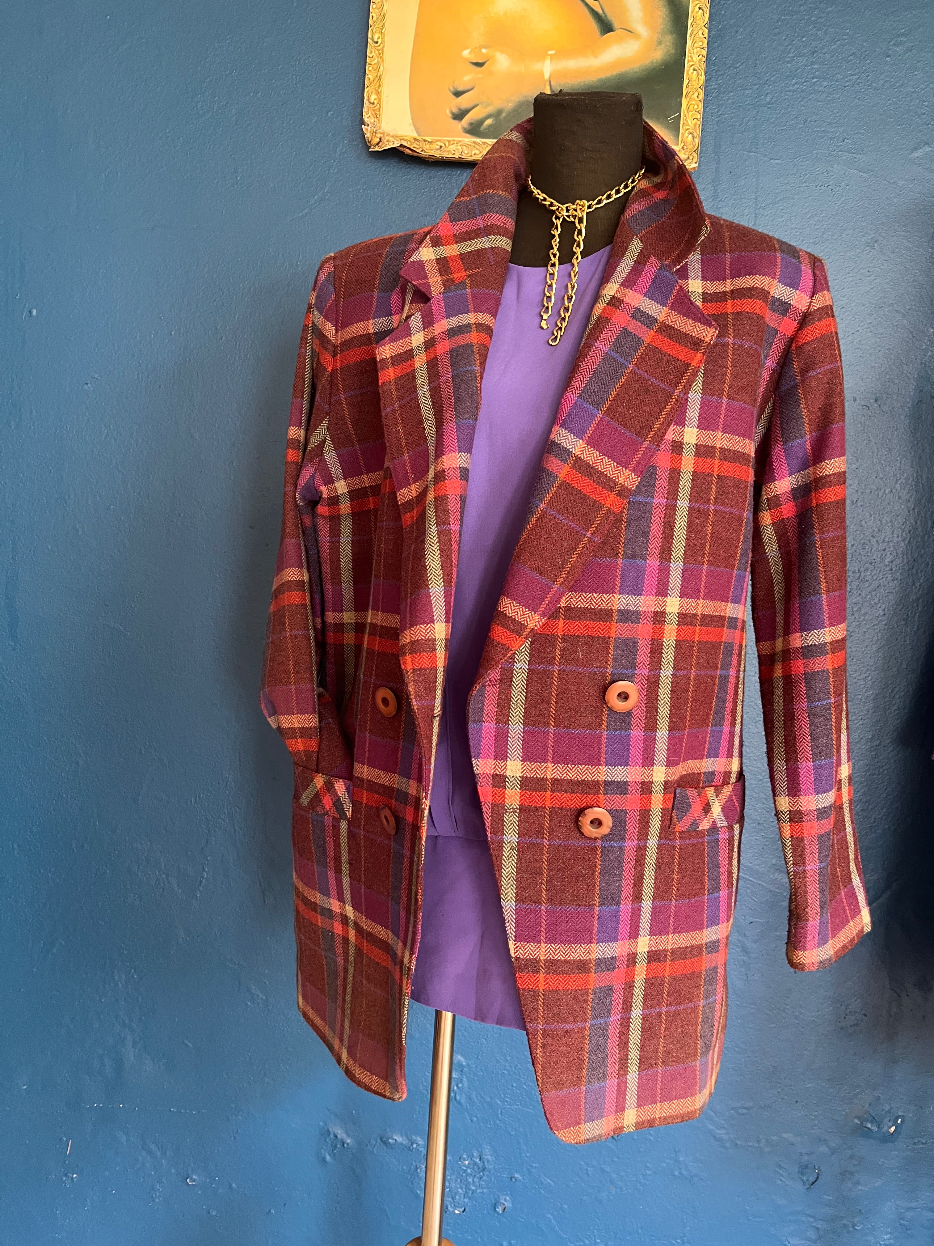 Purple Tartan Wool Blazer