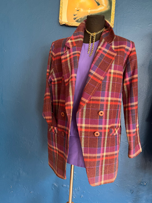 Purple Tartan Wool Blazer
